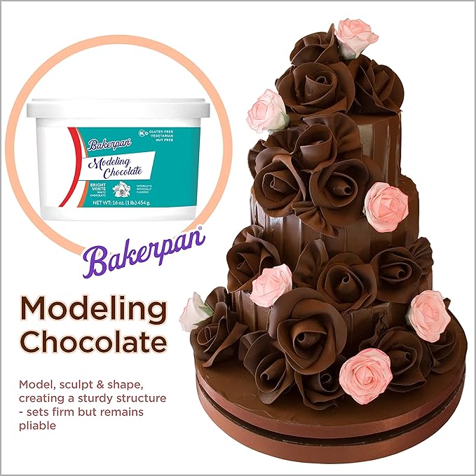 Bakerpan Black Modeling Chocolate - 1 Pound - Sculpt Cakes, Model Figurines, and Create Cake Toppers (Made in USA)