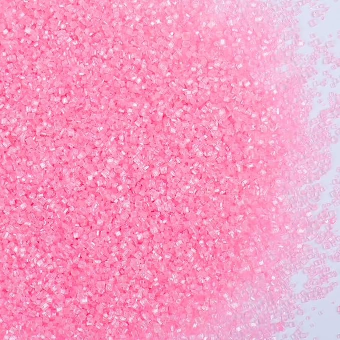 Pink Sanding Sugar - Sparkling Sugar Crystals for Baking Decorations (130g/4.6oz) - Edible on Cookies, Cupcakes, Cakes, Ice Cream | Wedding, Party, Valentines Sugar Sprinkles