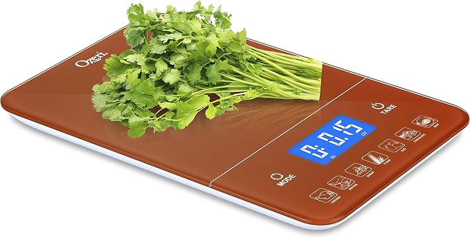 Ozeri Touch III Digital Kitchen Scale with Calorie Counter, 22 lbs (10 kg), Burnt Ochre