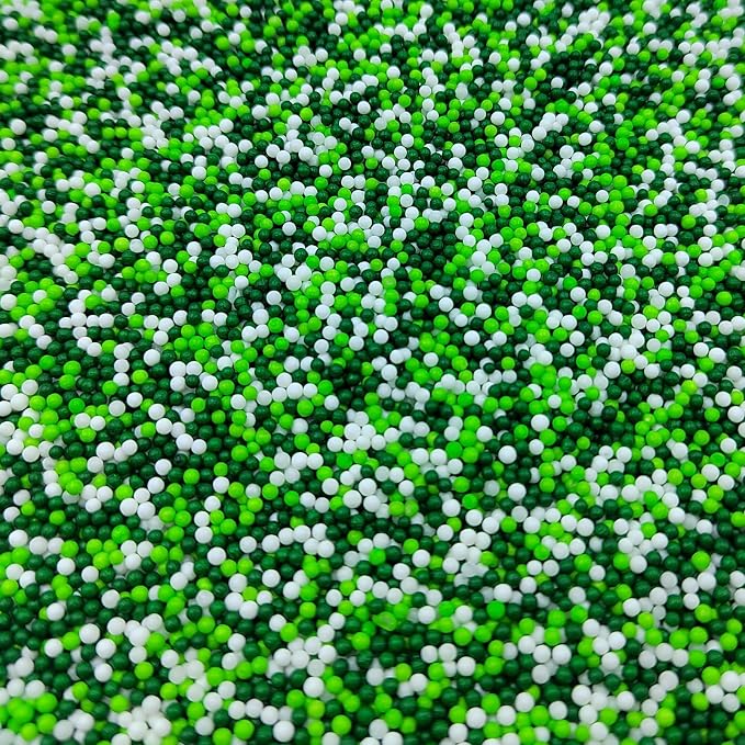 EPHVODI White and Green St. Patrick's Day Themed Sprinkle Nonpareils Sprinkles Edible Mini Pearl Sprinkles for Cake Decorations, Baking, Ice Cream, Cookies, Donuts and Lollipops - 2mm Sugar Pearls 3.88oz