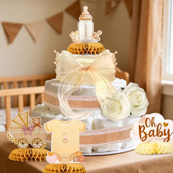 Boho Baby Shower Diaper Cake Decorating Kit Party Supplies Gender Reveal Decorations Baby Shower Gifts Cake Topper