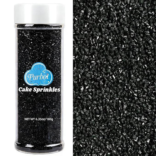 Black Sprinkles Sanding Sugar for Baking, 6.35oz/180g Edible Sparkling Sugar Crystals, Decorating Sugar Sprinkles for Cakes Cupcakes Cookies Ice Cream