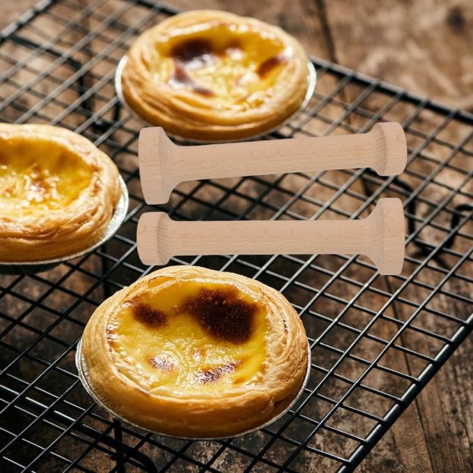 Wooden Tart Tamper,Pie Pastry Dough Tamper,Tart Pan Mold Cake Pastry Baking Tool for Tart, Cheesecakes, Pasta,Baking (One piece egg tart mold)