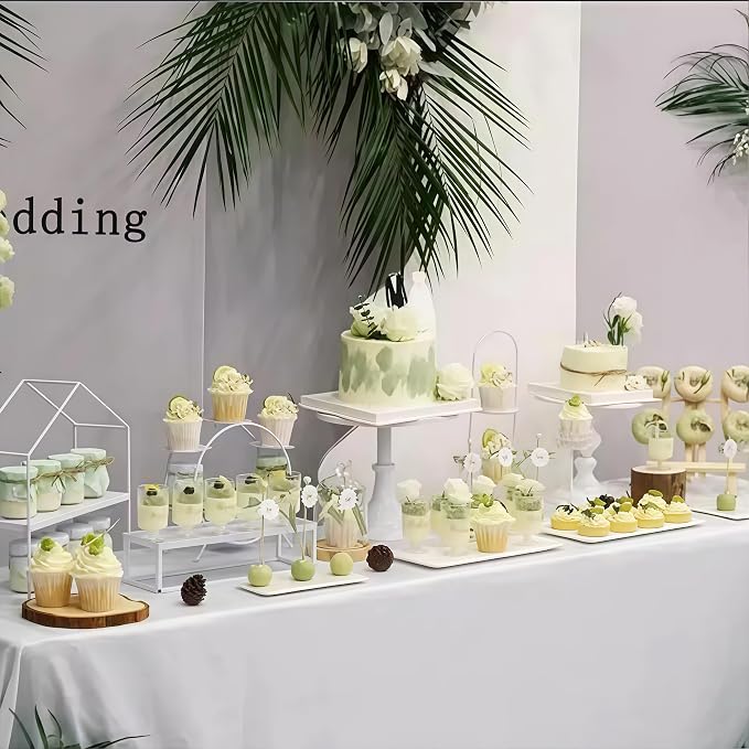 3pcs Metal Cake Stand Set 8''10''12'' Dessert Table Display Perfect for Baby Shower Wedding Birthday (white)
