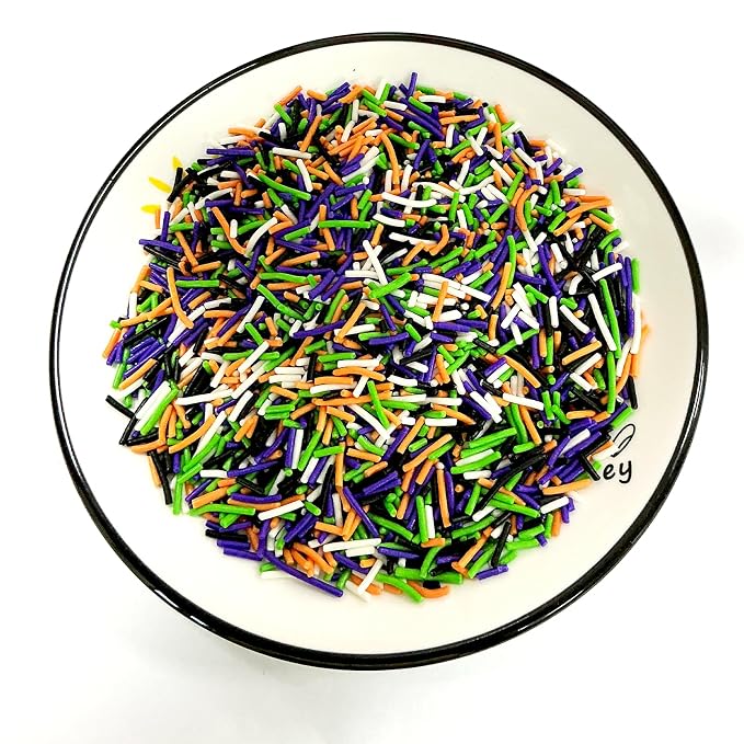 Homipooty Halloween Jimmies Sprinkles for Cake Decorating 100g/3.5oz Edible Orange, Black, Purple, Green and White Jimmies Mix for Baking, Ice Cream Toppings, Cupcakes, Cookies, Donuts