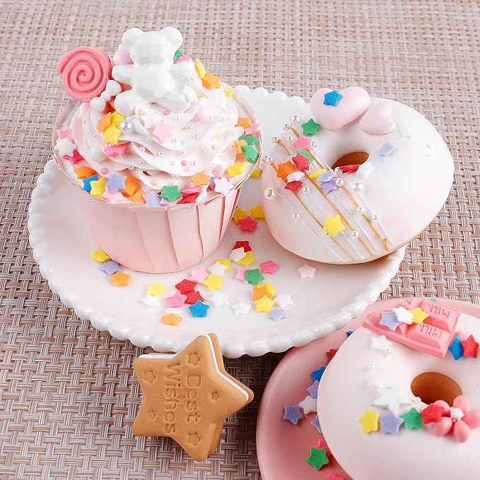 Rainbow Star Sprinkles, Edible Stars for Cake Decorating, Colorful Confetti Sprinkles Mix for Baking Topping, Cupcakes, Cookies, Ice Cream, Birthday Party Celebration Christmas Holiday Supplies