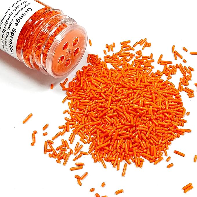 Homipooty Orange Soft Jimmies Sprinkles Edible Candy Jimmies Sprinkles for Cake Decorating 78g/2.75oz Cookie Cupcake Topper Ice Cream