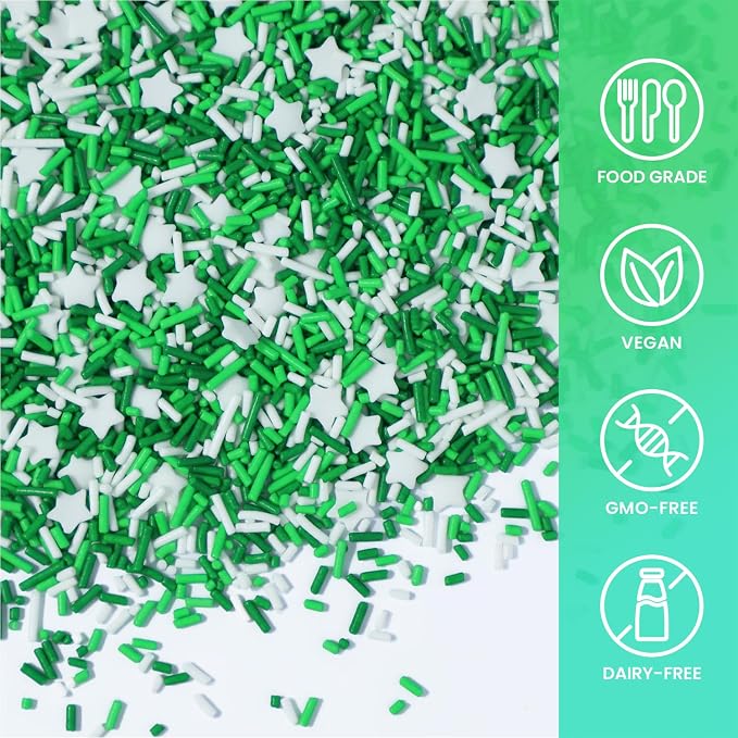Green Sprinkles for Cake Decorations, 3.52oz Football Sprinkles Edible for Cupcakes Topper for Cupcakes Topper Baking Cookies Birthday Party Supplies