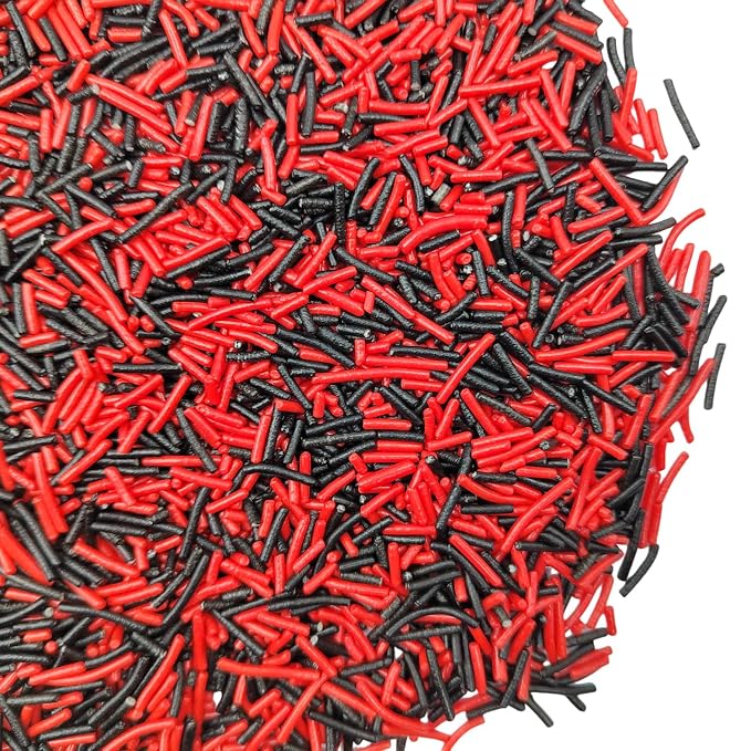 Jimmies Sprinkles, Edible Jimmy Sprinkles, Black Red Crunchy Jimmies Mix for Cake Decorating, Edible Cookie Cupcake Decorations for Halloween Baking and Holiday Party Treats