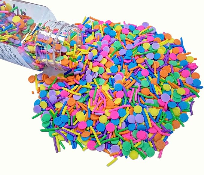 Sentovac Rainbow Round Confetti and Jimmies Sprinkles for Cake Decorating, Round Sprinkle for Cupcakes, Ice Cream, Donut, Cookies, Chocolate 3.53OZ