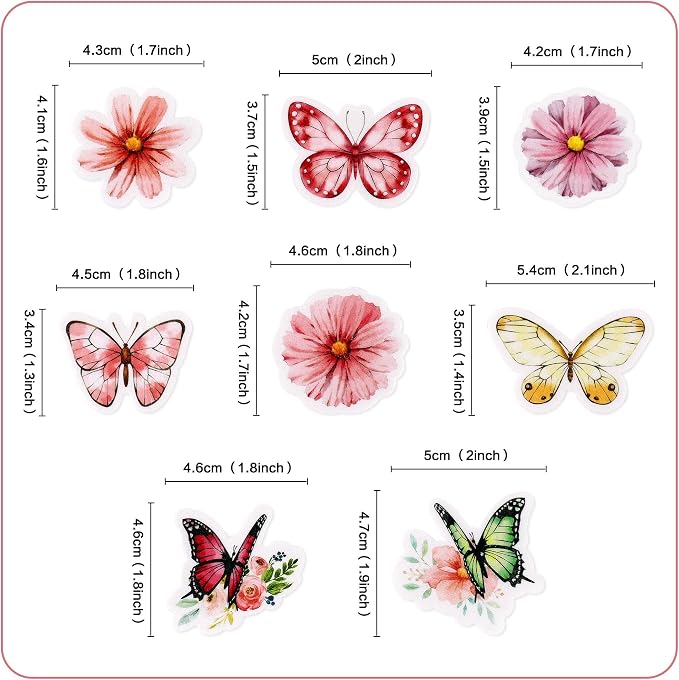 48Pcs Edible Flowers Blossom Cupcake Toppers Butterfly Edible Cupcake Toppers Floral Butterflies Drink Topper for Spring Baby Shower Floral Wedding Girls Birthday Mother's Day Cupcake Decorations