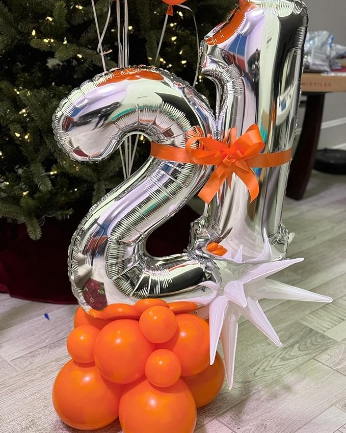 Silver Number 16 Balloon 40 inch, 16 Number Balloons, 16th Silver Birthday Decorations for Girls Boys Kids, 16 Year Old Silver Party Supplies