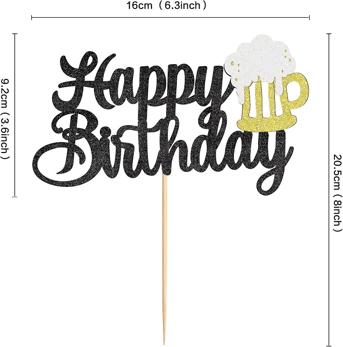 FBQ DIY Cake Topper Happy Birthday Beer Decorations Adult Men Women Beer Theme Party Supplies