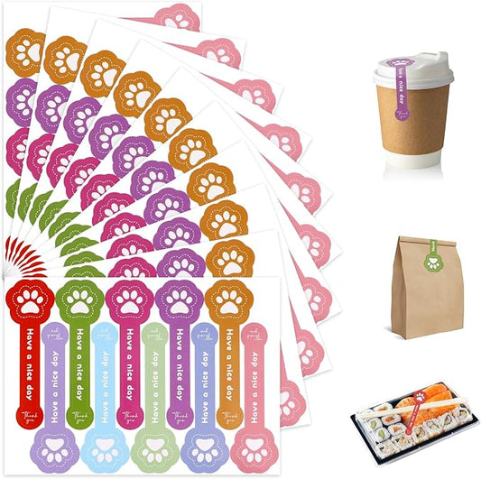 400Pcs Handmade Food Baking Seal Stickers Labels,Black Long Label Bakery Stickers,Self-Adhesive Goods Bakery Sticker Sealing Tamper-Proof Sticker for Pastry Bags Candy Cake(Long Cat Claw)