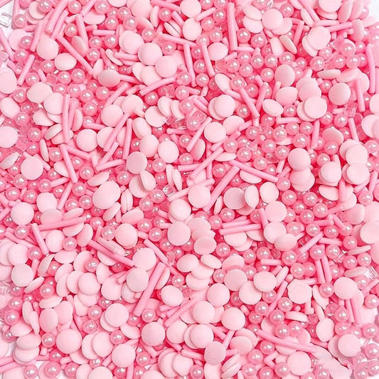 Sentovac Pink Sprinkles Edible Pink Round Confetti Jimmies Pearls for Cake Decorating Candy Cupcake Cookie Baking Donuts Ice Cream Dessert Decorations