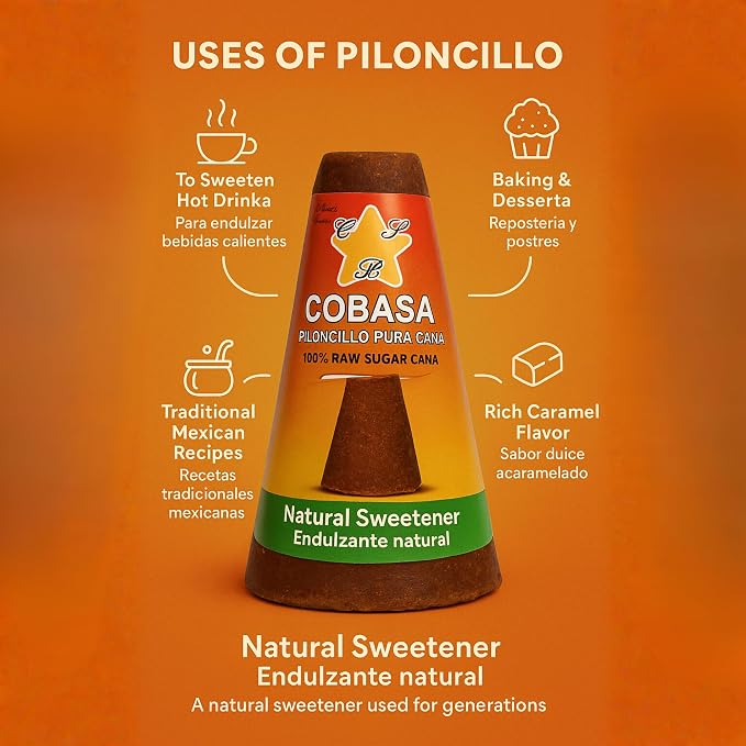 COBASA 100% Raw Sugar Cane Cones 8 oz, Piloncillo Pura Caña 4-Pack, Authentic Panela Sugar, Natural Piloncillo Sugar for Baking, Sweetening, and Traditional Recipes