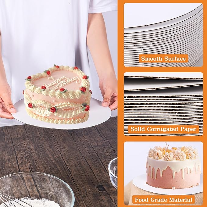 39 Pcs10 Inch Cake Board,White Cake Boards Round,Food Grade Cardboard Cake Rounds,Disposable Cake Plates,10 Inch Cake base,Waterproof and Oil proof Cake Tray Cake Pizza Circles