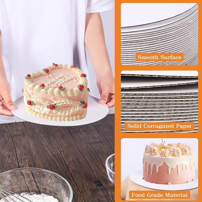 40 Pcs Cake Boards,White Cake Boards 9 Inch Round,Food Grade Cardboard Cake Rounds,Disposable Cake Plates,9 Inch Cake Board,Waterproof and Oil proof Cake Base Cake Tray Cake Pizza Circles