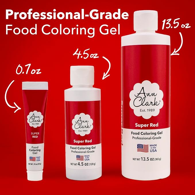 Ann Clark Super Red Food Coloring Gel Large 4.5 oz Professional Grade Made in USA