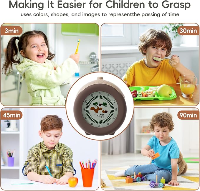 Visual Timer for Kids, 299 Minute Cute Squirrel Timer, Digital Timer with Pause Function, Clock and Alarm for Classroom, Homeschool Supplies Study Teaching Time Management Tool