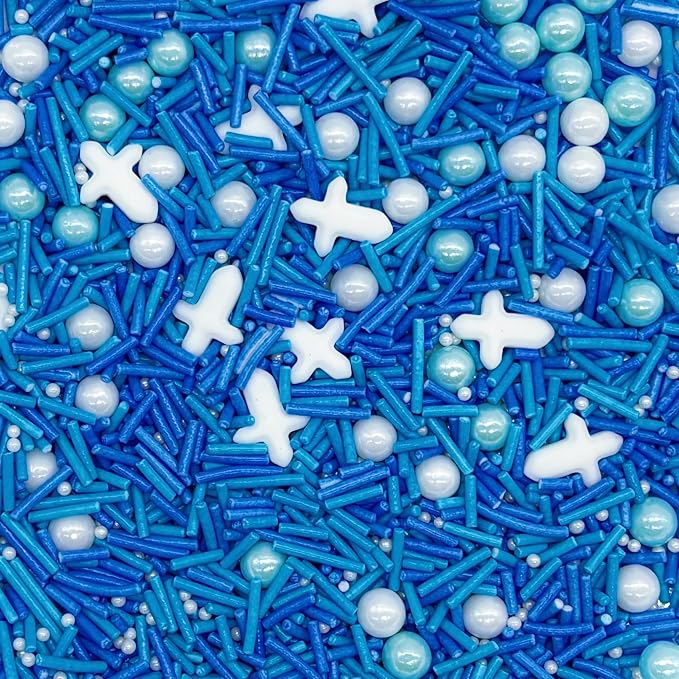 Dynastang Blue Series Cross Sprinkles Mixed Style Edible Cake Decorations Cupcake Toppers Cookie Perfect for Cakes, Cupcakes, Desserts Toppings 3OZ