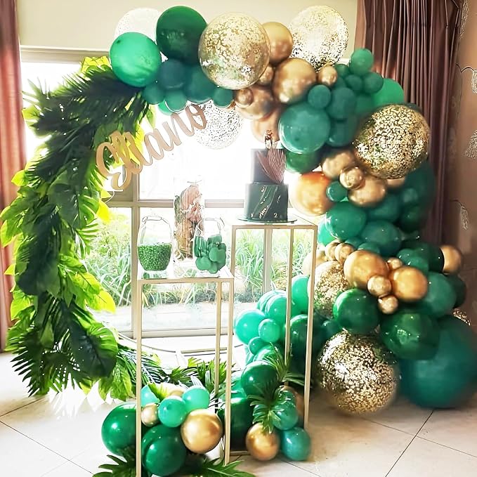 Voircoloria 90pack Dark Green Balloons Different Size 18/12/10/5 Inch Green Balloon Garland Arch Kit for Birthday, Graduation, St. Patrick's Day, Christmas, Baby Shower, Dinosaur Party Decorations
