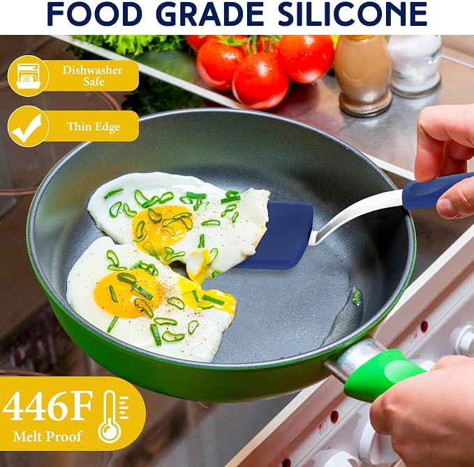 Small Silicone Spatula Flexible Silicone Cookie Spatula Heat Resistant Small Pancake Turner for Kitchen Use Nonstick Cookware No Scratch Cooking Flipper for Egg Pancake
