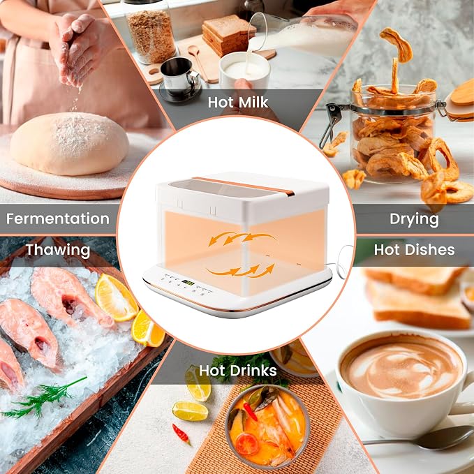 Folding Bread Proofer Box – 0-120°F Digital Temp & 9H Timer, Space-Saving Dough Proofing Box with Clear Window & Shelf for Sourdough/Pizza/Home Baking