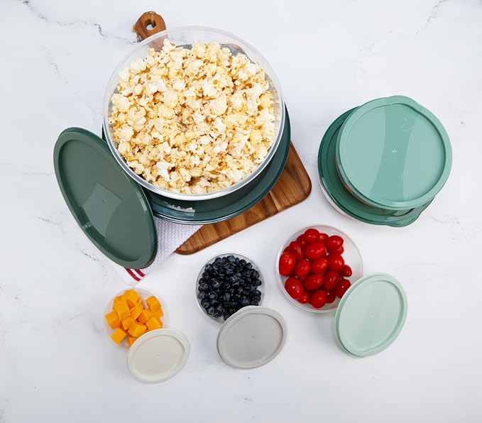 Core Kitchen 14 Piece Round Nested Food Storage Bowl Set - Sage Ombre