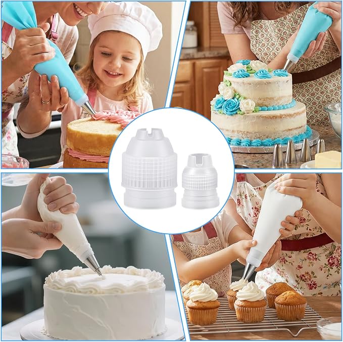 6 Pcs Couplers for Piping Bags - Two Sizes Piping Bags Couplers - White Pastry Bag Coupler for Icing Nozzles cake tip coupler Decorating