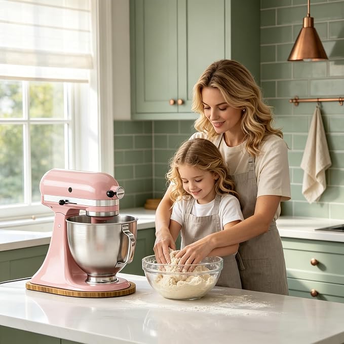 Solid Pine Wood Mixer Slider Mat – Compatible with KitchenAid 4.5-5 Qt Tilt-Head Stand Mixer, Artisan & Classic – Scratch-Resistant, Easy Glide, Heavy-Duty Kitchen Appliance Mat