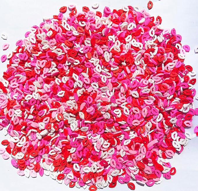 EHOPE 100G Fake Sprinkles Polymer Sprinkles Faux Sprinkles Resin Sprinkles Clay Sprinkles For Resin Fake Candy Sprinkles for Nail Art DIY Crafts Cake Phone Case (100G Hollow Lips)