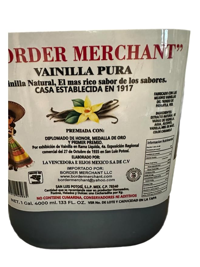 Border Merchant Vainilla Pura Mexicana Authentic Mexican Pure Vanilla Extract 1 Gal.
