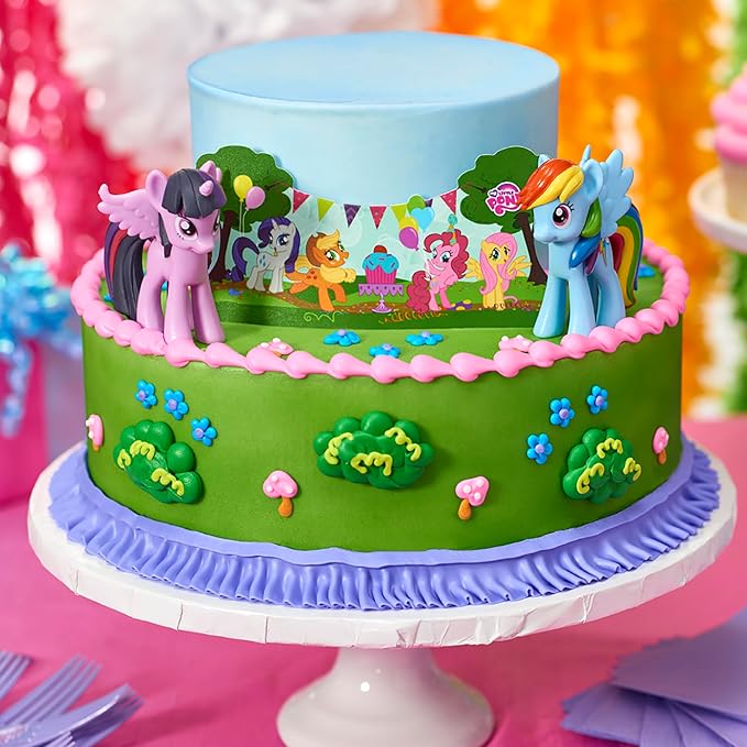 DecoPac My Little Pony Cake Topper, 3-Piece Cake Decorations with Rainbow Dash and Twilight Sparkle Ponies for Fun After the Birthday Party, 3"