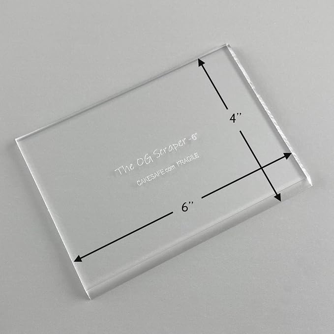 CAKESAFE 6 Inch OG Scraper-Clear Acrylic Cake, Icing, and Butter Cream Smoother with Beveled Edge