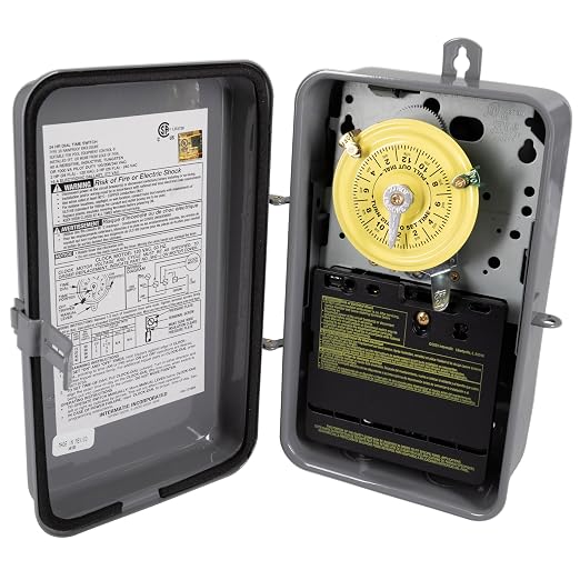 Intermatic T101R 24-Hour Mechanical Timer Switch - 120V SPST, Type 3R Indoor/Outdoor Metal Enclosure, Heavy Duty, Manual Override, 40 Amp - Ideal for Lights, Pumps, Fans, and HVAC Systems