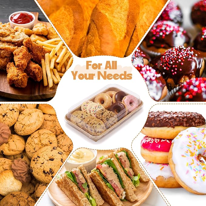 30 Pack Catering Trays with Clear Lids 8.9" x 5.7" Serving Trays Kraft Paper Charcuterie Boxes Party Platters Take out Food Containers for Snacks Fruit Cookies Dessert Sandwiches