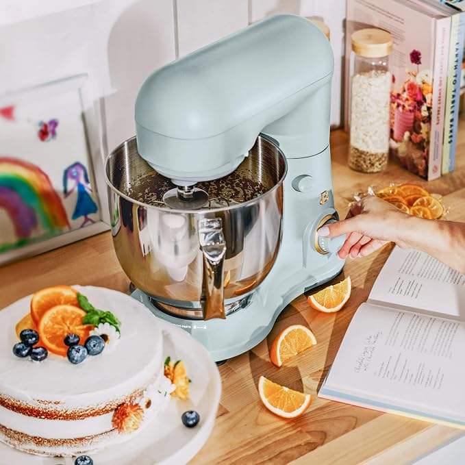 5.3 Qt Stand Mixer, 300W Electric Kitchen Mixer with 12 Speeds, Tilt Head Design, Stainless Steel Bowl, Dough Hook Whisk Beater Splash Guard (Hydrangea)