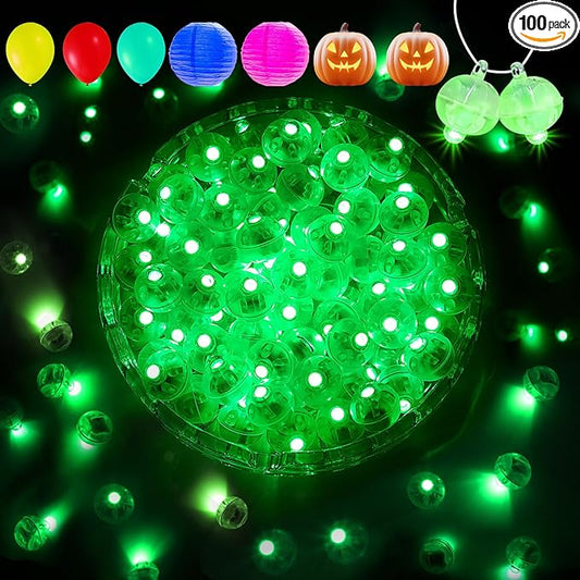 Aogist 100Pcs Green Balloon Lights with Hook,Long Standby Time,Waterproof Mini Light for Birthday Party Wedding Christmas Halloween Easter Decorative (Flash)