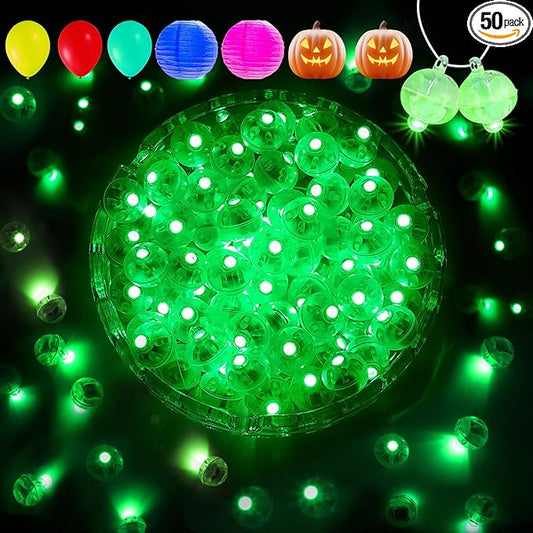 Aogist 50Pcs Balloon Lights with Hook,Long Standby Time,Waterproof Mini Light for Birthday Party Wedding Christmas Halloween Easter Decorative (Steady, Green)