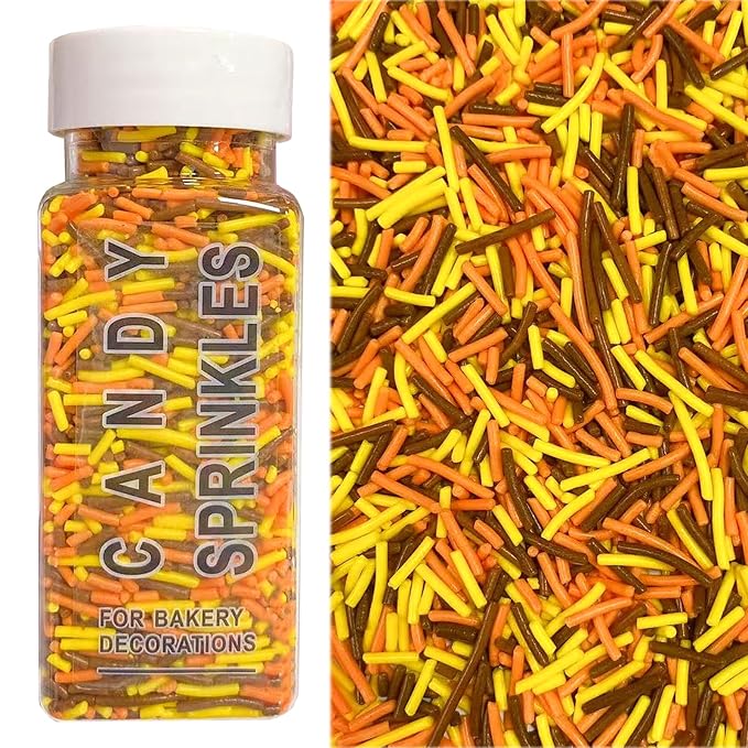 Sentovac Autumn Jimmies Sprinkles Edible for Cake Decorating Fall Thankgiving Sprinkles Sugar Candy Cookie Cupcake Topper Ice Cream Baking Decorations Halloween Christmas Supplies 3.53oz