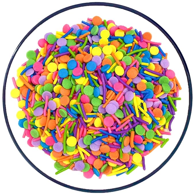 Sentovac Colorful Neon Sprinkles Edible Rainbow Confetti Jimmies Mix for Cake Decorating Candy Cupcake Cookie Baking Ice Cream Dessert Halloween Christmas Holiday Decorations