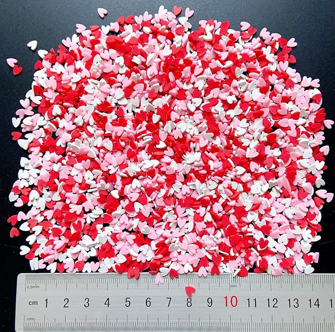 EHOPE 100G Fake Sprinkles Polymer Sprinkles Faux Sprinkles Resin Sprinkles Clay Sprinkles For Resin Fake Candy Sprinkles for Nail Art DIY Crafts Cake Phone Case (100G Heart-3)