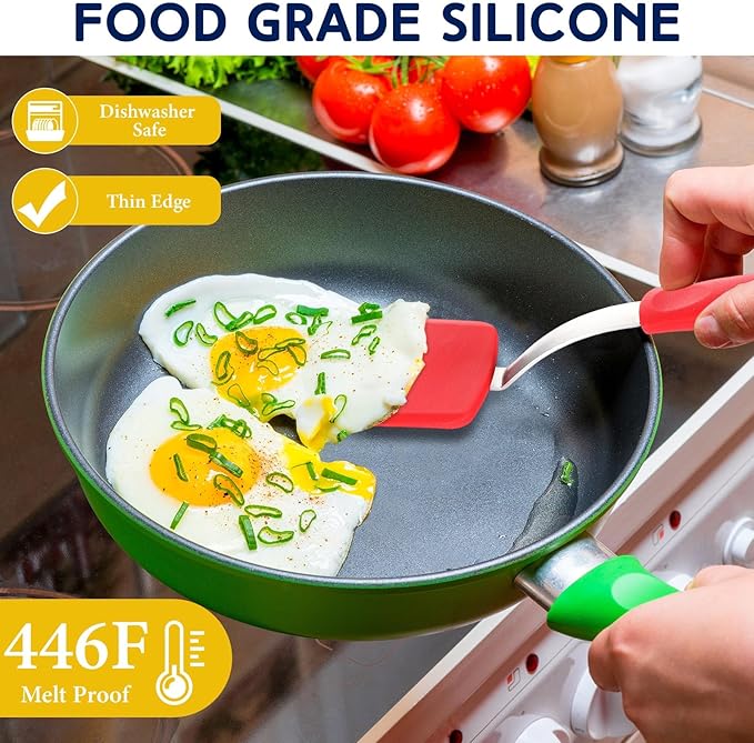 Small Silicone Spatula Flexible Silicone Cookie Spatula Heat Resistant Small Pancake Turner for Kitchen Use Nonstick Cookware No Scratch Cooking Flipper for Egg Pancake