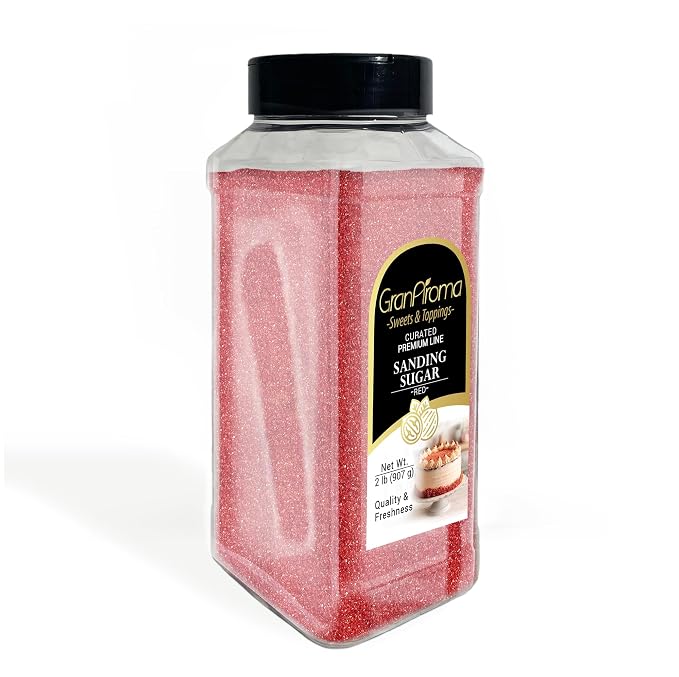 GranAroma Red Sanding Sugar, 2 lb, Decorative, Cookies & Sweets