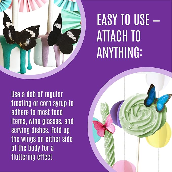 Sugar Robot Inc. Edible Butterflies for Cake Decorating - Small Size, Premium Crafted in the USA - Butterfly Cake and Cupcake Toppers, Decoration (Purple)