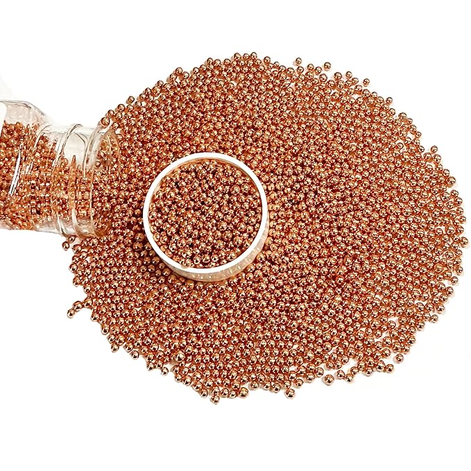 Homipooty Nonpareils Sprinkles Edible Rose Gold Pearl Sugar sprinkles 110g/3.88oz 2mm Mini Pearls for Cake Decorating Cupcake Topper and Cookie Ice Cream Valentines Day Halloween Christmas Supplies
