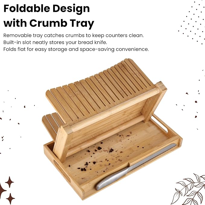 Bread Slicer with Knife – Adjustable Bread Slicer for Homemade Bread, Wooden Bread Cutter, Compact Bread Cutter for Homemade Bread, Easy-to-Use Bread Cutting Guide