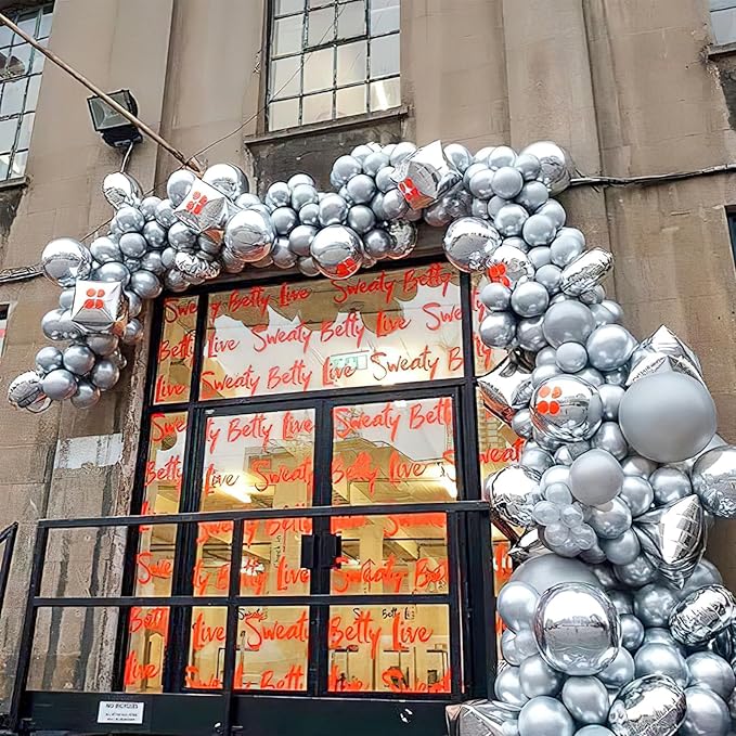 PartyWoo Silver Balloons 140 pcs Different Sizes of 18 12 10 5 Inch Silver Balloon Arch Kit Garland for Birthday Graduation Bachelorette Engagement Bridal Shower Wedding Party Decorations Silver-G102