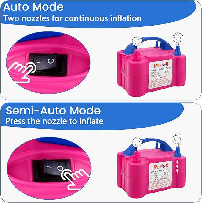 PCFING Balloon Pump Electric, Portable Balloons Inflator Blower Machine with Balloon Tie Tool & Dual Nozzle